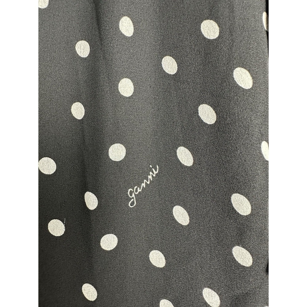 Ganni Polka Dot Crepe Midi Dress Size EU 44/US 14 Black Sheer Quiet Luxury - Picture 4 of 14